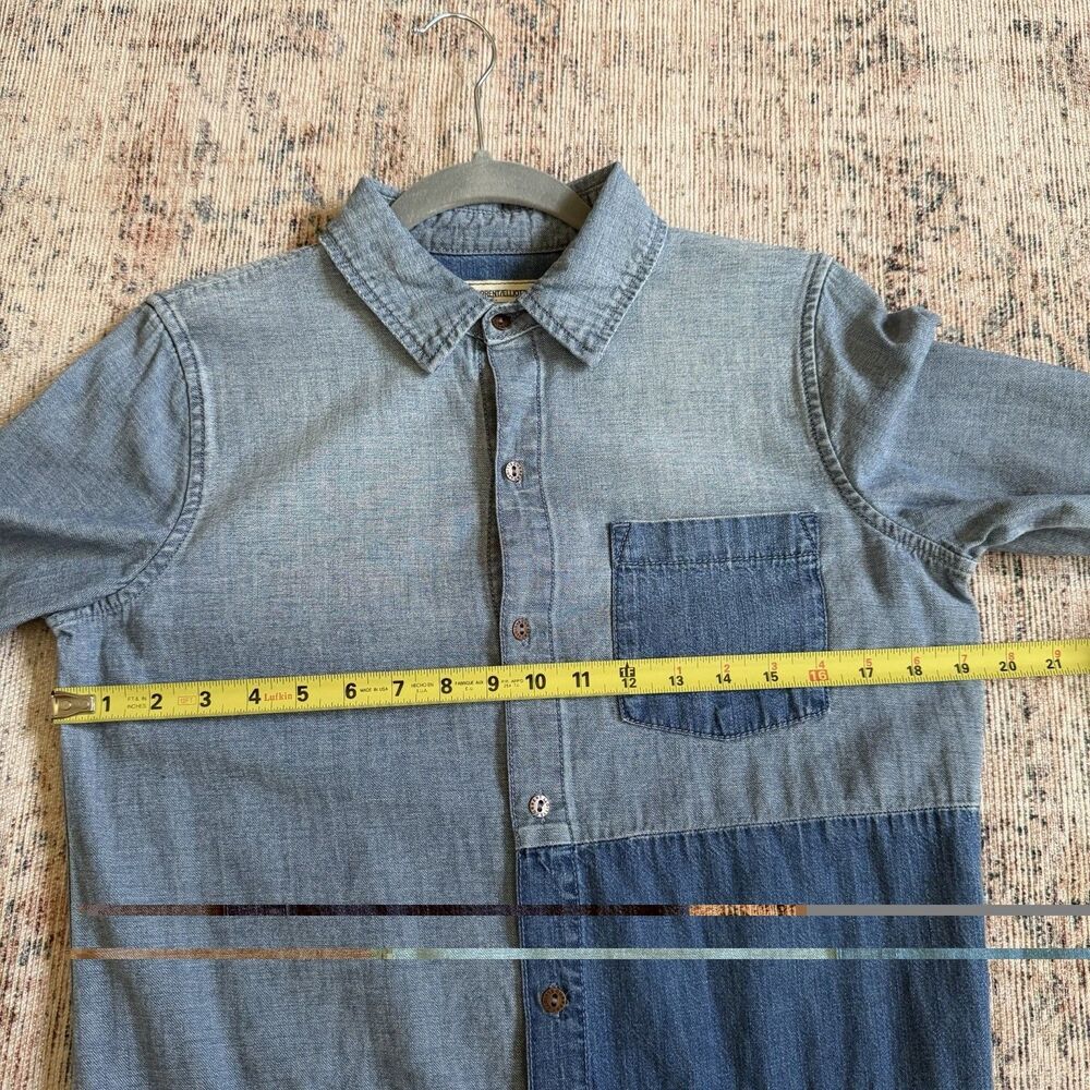 Current Elliott Two Tone Denim Shirt Dress Light Mid Wash Size 2 Mini Skirt - Picture 9 of 16